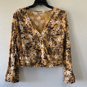 ROXY LONG BELL SLEEVE FLORAL PRINTED BLOUSE